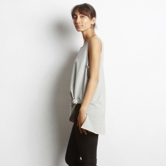 NWT Mod Ref Long Oversized Grey Tie Tank Top - Picture 5 of 5